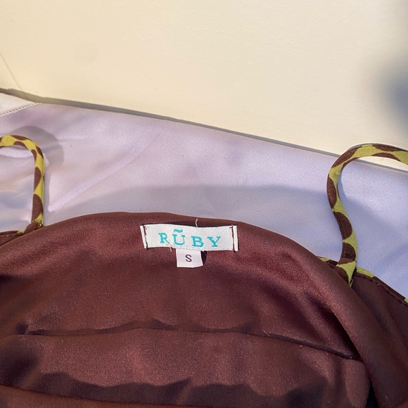 00s Y2K Green Dress with Brown Polka Dots - Picture 8 of 8